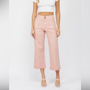 Mica Denim High-Rise Wide Crop Jeans With Double Button - Rosemarie